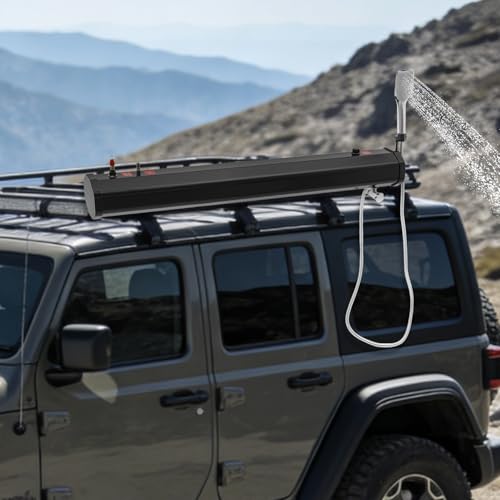 Ducha portátil para carretera, tanque de agua presurizado con gran capacidad 7.93 gal, tubería de agua de 1.7 m, con cabezal de ducha, ducha para barra de techo, suministro de agua para actividades al aire libre miniatura 3