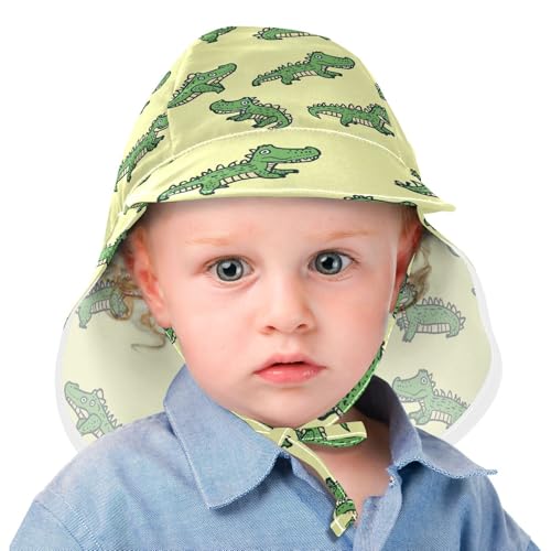 Baby Sun Hats Baby Boys Summer Hat Baby Girls' Sun Protection Large Brim Traveling Swim Hat Cartoon Cute Green Crocodile2