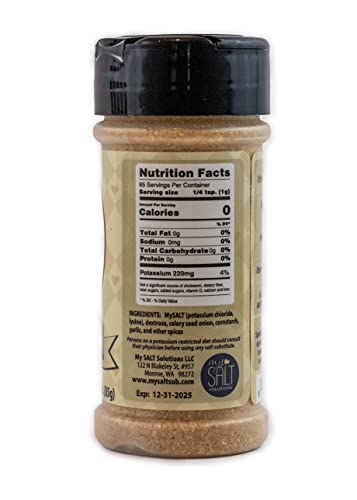 Image of MySALT Seasoned - Sodium-Free Seasoning with Classic Savory Flavor - For Steak, Burgers, Potatoes & Vegetables - 3 oz Shaker