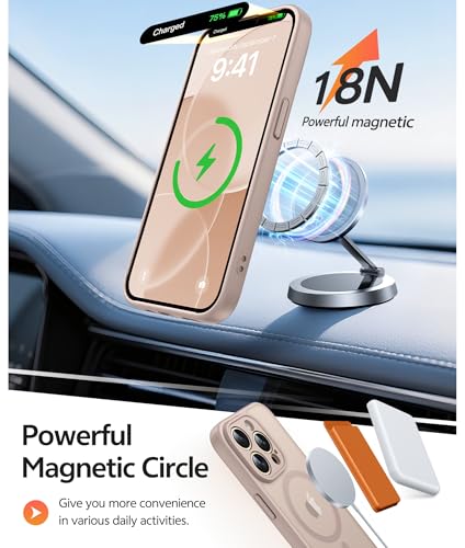Image of FNTCASE for iPhone 13 Pro Max Case: [Compatible with Magsafe] Translucent Matte Magnetic Phone Cover - Military Grade Drop Protection Shockproof Protective Cases - Desert Gold