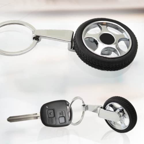 Giftana Tyre Keychain for Car, Key Chain Key Ring, Car Keychain, Keyring with Spinning Tyre Car