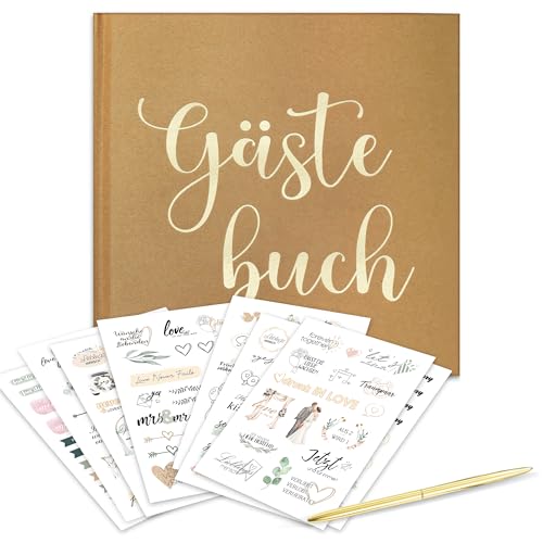 Hochzeitsgästebuch mit Stickern & Stift – Vintage...