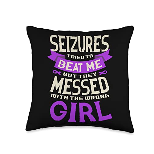 Seizures tried to beat me but they messed Epilepsy awareness Throw Pillow