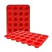 SUPER KITCHEN Juego de 2 Mini Molde de Silicona para 24 Magdalenas, Bandejas para Hornear Muffin con Recubrimiento Antiadherente para Muffins, Cupcake, Brownie, Pudín 34 x 23 x 2,5 cm (Rojo)