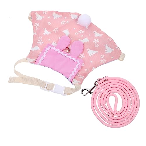 ibasenice 1 セット ハーネス bunny costume リード キット 屋内 ペット ぬいぐるみ うさぎ 愛らしいウサギの服 服ロープ ウサギの鎖の服 コットン ピンク