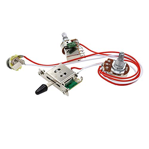 MUPOO Electric Guitar Wiring Harness Prewired Kit 3 Way Toggle Switch 500K Pots for Electric Guitar with 2 Humbuckers