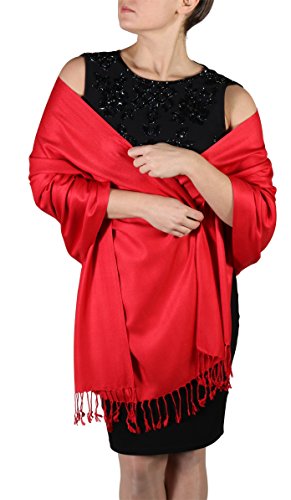 York Shawls Fairtrade Handcrafted Pashmina Scarf Wrap Shawl Stole For Women - 25+ Colours, Red