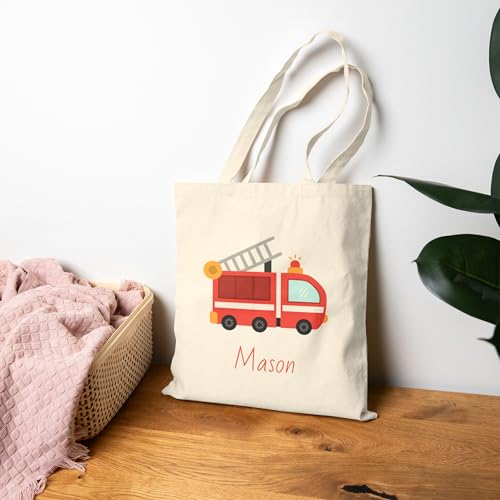Toddler Tote, Cute Construction Tote For Kids, Vehicle Bag For Boys, Mom's Diaper Bag, Fire Truck Train Digger2