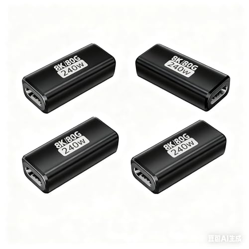 Image of 4pack usbc Female to Female Adapter - USB C Coupler with 240W Fast Charging & 80Gbps Data Transfer, Type c Extender with 8k@60hz Video, Compatible for MacBook, ipad, Thunderbolt 4 /3