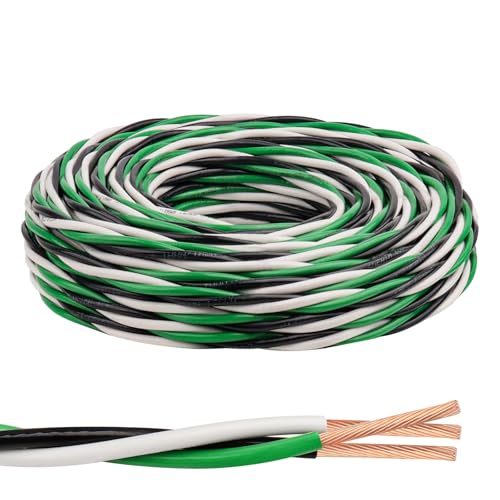 12 AWG THHN Wire 3-Conductor (Black/White/Green) Stranded Copper THHN/THWN-2 Rated 600V Nylon Jacket for Indoor/Outdoor Residential Commercial & Industrial Wiring (25 FT)