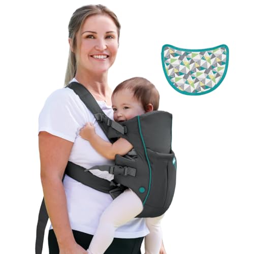 Infantino Swift Classic Carrier with Pocket, 2-Ways to Carry Carrier with Wonder Bib & Essentials Storage Front Pocket for Babies 7-26lb, Adjustable Strap, Gray - Image 4
