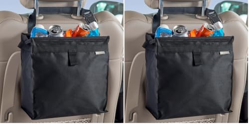 Image of High Road Large TrashStash Hanging Car Trash Can Garbage Bag with Push-Close Lid and Waterproof Bin for Cars, SUVs and Trucks, Holds 4.5 Gallons of Car Trash (Pack of 2)
