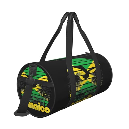 Vintage Retro Jamaica Flag Jamaican Round Travel Duffel Bag Large Capacity Gym Sports Bags for Hiking Vacation Trips3