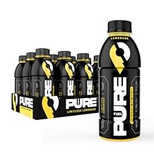 Pure Fuel Healthy Energy Drinks Limitless Lemonade - Sports Drinks - Plant Based - 180mg Natural Caffeine - 12pk x 16.9 fl oz