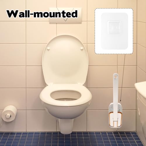 Image of Wall Mounted Holder for Clorox Toilet Wand, Compatible with Clorox Toilet Wand Holder only, Touchless Opening Design, Bathroom Toilet Brush Accessories, Organizer White & Golden