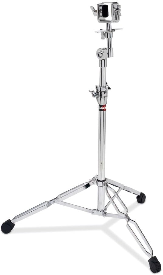 Heavy Weight Double Braced Bongo Stand with Adjustable Universal Clip Mount and Stabilizer, Fits Most Bongo Drum Brands, Chrome Percussion Stand for Stage and Studio (6716)