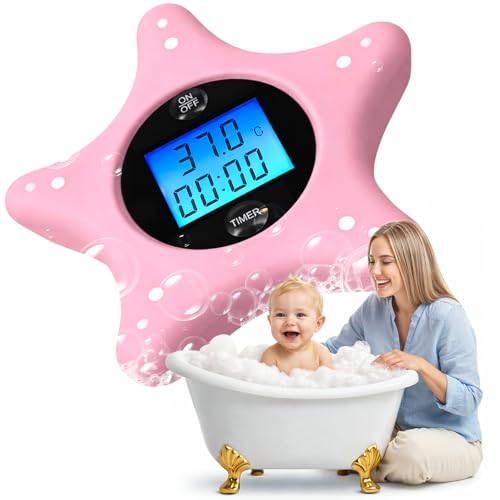Termómetro Digital de Baño para Bebé y Temporizador - Estrella de Mar de Silicona Suave - Termómetro de Agua Flotante - Juguete para Recién Nacidos y Niños