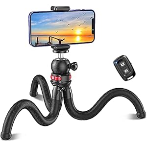 CIRYCASE Handy Stativ, Flexibler Mini Selfie Stick Stativ für Smartphone mit Kabelloser Fernbedienung, 360° Drehbar Tragbarer Kamera Stativ Handystativhalter Kompatibel mit iPhone, Galaxy, Sportkamera