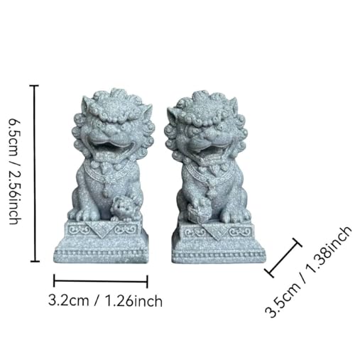 Image of livelyfish Asian Fu Foo Dogs Statues Mini Pair of Two Guardian Lion Sandstone Figurine Pets Fish Tank Aquarium Landscape Ornaments Accessories Feng Shui Decorations (G)