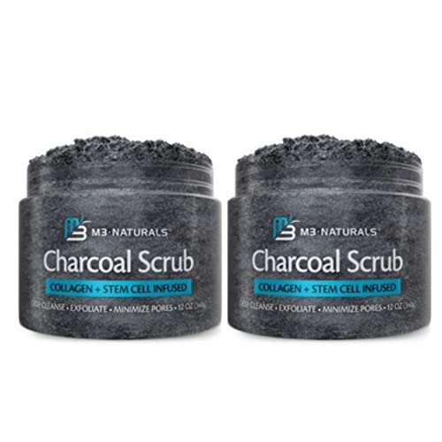 Charcoal Exfoliating Facial Polishes Scrub With Collagen & Stem Cell Gentle Body Exfoliator Face Scrub Bump Eraser Booty Scrub Best Shower Scrub Skin Exfoliant Facial Polishes By M3 Naturals (2 Pack) #TOP21