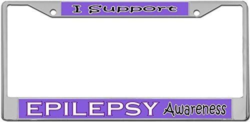 Epilepsy Awareness - License Plate Frame Metal Tag Holder by Redeye Laserworks