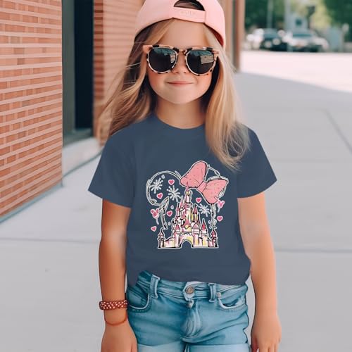 Image of Graphic Shirts for Girls Cute Bow T Shirt Kids Toddler Holiday Tshirt Vacation Trip Summer Tee Cotton Tops