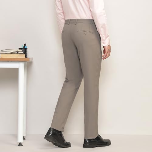 Image of SUBTRACT Men 4 Way Stretch Wrinkle Free Slim Fit Formal Trouser in with 2 Inch Flexible Waistband | Men's Trousers for Office Or Party