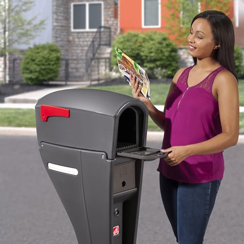 Step2 Mailmaster Streamline Mailbox & Post, Weather Resistant, Large Outdoor Mailboxes, Made of Durable Plastic, Easy to Install, Flag Included, Gray - image 4