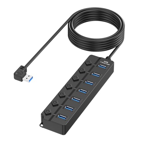 Pequeño divisor USB 2.0 de 7 puertos con transferencia de datos rápida para PC, portátil, periféricos, expansión, enchufes y reproducción