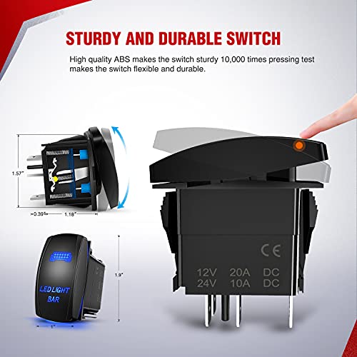 Nilight 10011W 16Awg Wiring Harness Kit-2 Leads Led Light Bar 12V On/Off 5 Pin Rocker Switch Power Relay Blade Fuse For Jeep Boat Trucks, 2 Years Warranty #TOP7