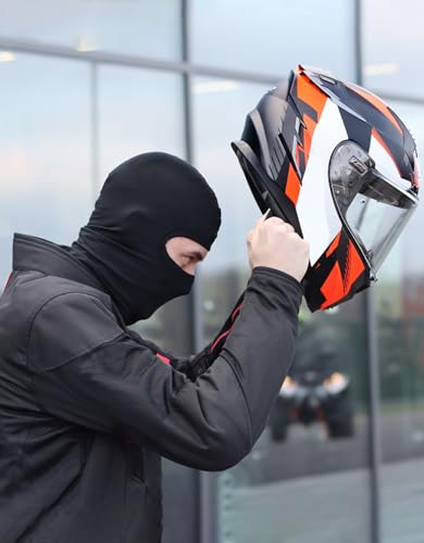 قناع تزلج بالاكلافا، قناع وجه جمجمة، مقاوم للرياح والغبار وجيد التهوية وناعم وقابل للتمدد للرجال والنساء، اسود، مقاس واحد