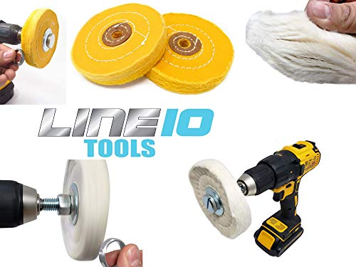 Line10 Tools Metal Buffing Wheel Kit For Drill, With 3 Step Polishing Compound #TOP5