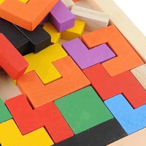 Image of Wooden Russian Blocks Set of 40 Pieces for Kids Adults, Wood Intelligence Puzzle for Ages 3-8,Wooden Puzzles Brain Teasers Toy Educational Gift for 7-10 Years