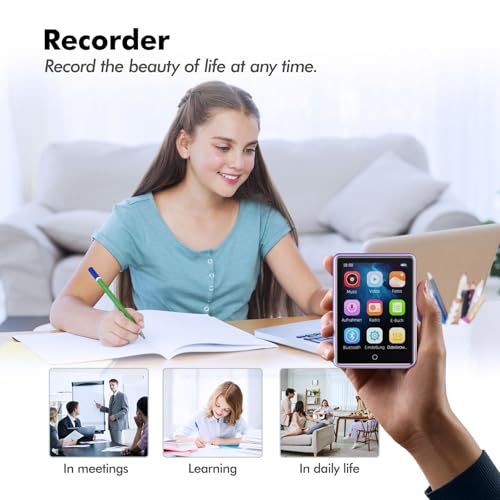 64GB MP3 Player with Bluetooth 5.3, 2.8 Inch Touch Screen, HiFi Sound Portable Music MP4 Player for Kids,Built-in Speaker,Recording,FM Radio,Random sequential Folder Play Expandable up to 128GB