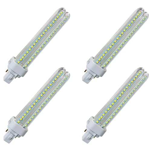 Tradineur - Pack de 4 Bombillas LED, Modelo maíz, 2 Tubos, G24, 15W Equivalente a 150W, 1350 lúmenes, 4200K, luz Neutra Blanca, eficiencia energética A+, 30000 Horas - 15,8 cm
