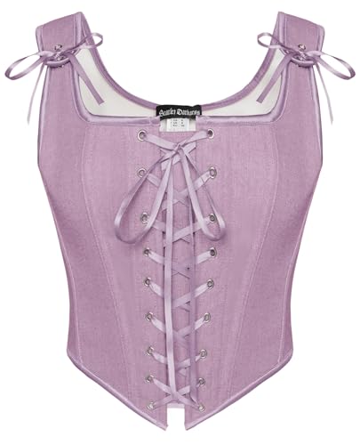 SCARLET DARKNESS Women Renaissance Corset Top Vintage Lace Up Medival Peasant Vest for Corset Dress Light Purple 8