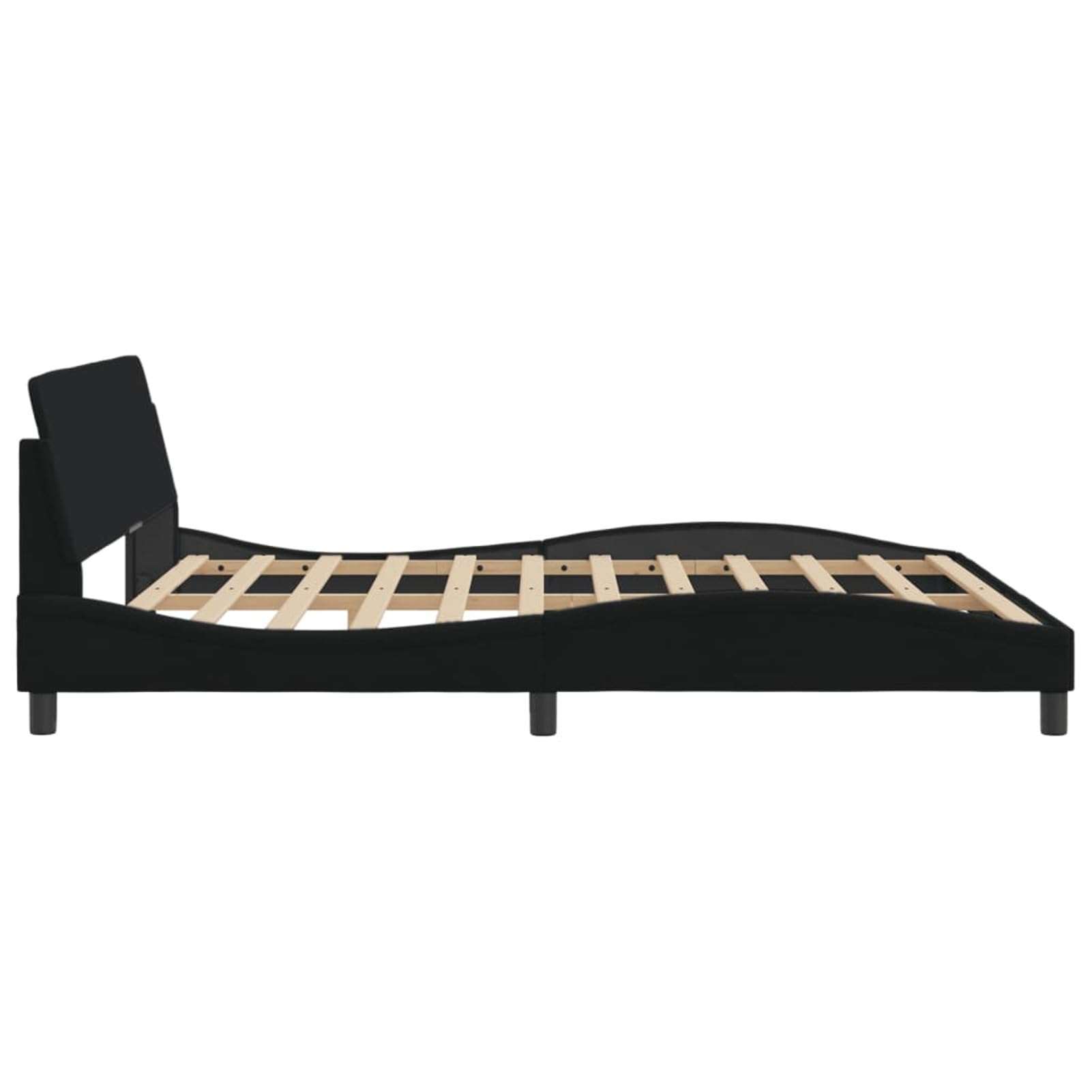 Homgoday Lattenrost ohne Matratze Schwarz 180x200 Stoff Bett mit Bettrahmen Bettgestell Bettgestell Modern Rahmen für Wohnzimmer Schlafzimmer Modell 373227IT