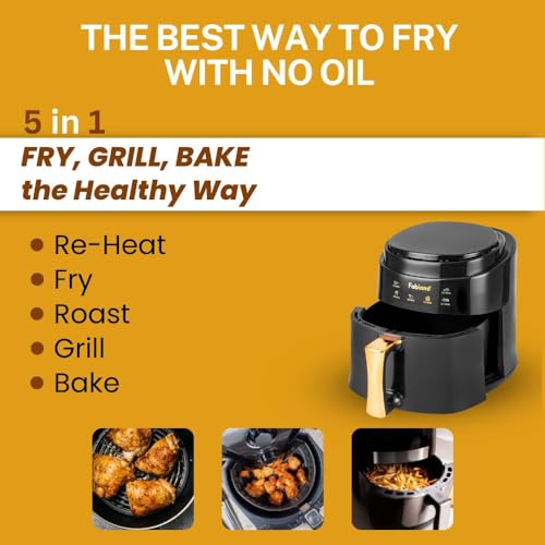 Image of Fabiano 8L Digital Touch Control Air Fryer 1400W (Black) - Large Capacity, Oil-Free Healthy Cooking, Fast & Even Frying | Easy Clean