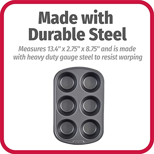 GoodCook Everyday Nonstick Steel Jumbo Texas Muffin Pan, 6-cup, Gray by GoodCook - Image 5