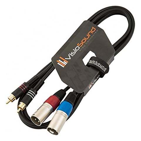 2 x Male XLR to 2 x RCA Gold Phono Plug Twin Lead/Audio Signal Patch Cable 1.5m Cover