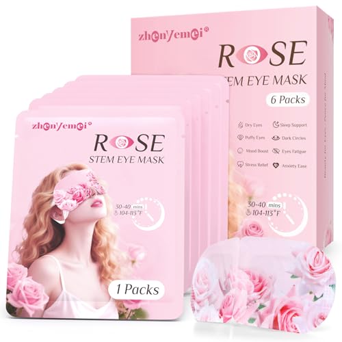 ZHENYEMEI 6 Packs Rose Heated Eye Mak - Steam Eye Mask Warm Compress for Dry Eyes Puffinesss Dark Circles Sleep Migraine Stye Irritation Stress Relief Self Care Wellness Spa Relaxation