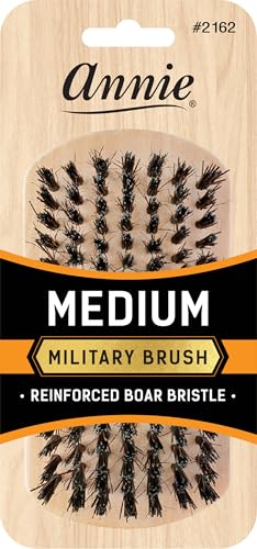 Annie Medium Military Brush 2162, Boar and Nylon Bristle Brush for Men