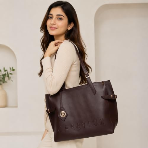 Image of Carrylux Women's Soft PU Tote Bag | Large Single Compartment Shoulder Handbag with Adjustable Strap | Office, College & Casual