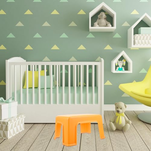 Cabilock Step Stool for Kids Plastic Step Ladder Compact Foot Stool Foldable Step Riser for Adults Kitchen Bathroom Living Room Furniture Orange