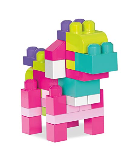 Mega BLOKS Juego de construcción Big Building Bag con 60 Bloques de construcción Grandes y Coloridos y 1 Bolsa de Almacenamiento, para niños de 1 año en adelante, Modelo Surtido, DCH54
