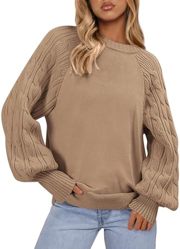 PRETTYGARDEN Womens Sweaters Fall Fashion 2025 Crew Neck Cable Knit Casual Loose Chunky Tunic Sweater Winter Clothing