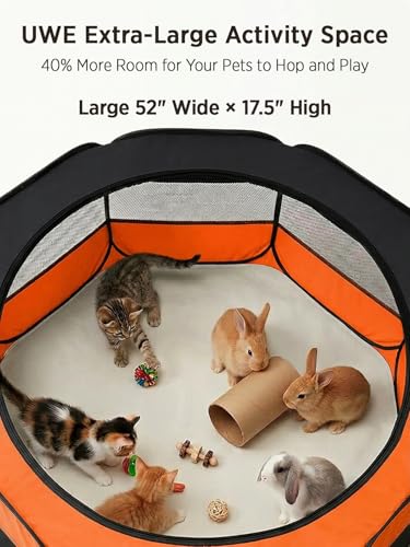 Image of UWE Extra Large Small Animal Playpen, Waterproof Foldable Pet Pen, Orange