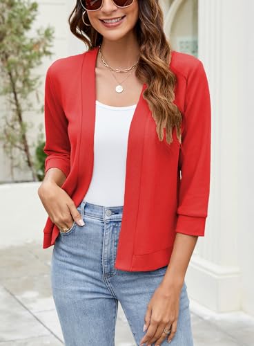 Image of Hount Womens 3 /4 Sleeve Cropped Cardigans Lightweight Casual Open Front Bolero Shrugs Sweaters