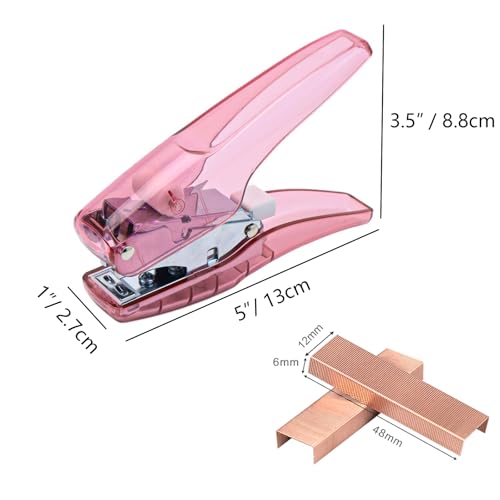 Image of NatSumeBasics Pink Plier Effortless Stapler & 1000 Rose Gold Staples 25 Sheets Capacity Heavy Duty Manual Staplers for Office Accessories