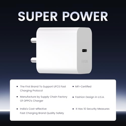 Image of DeperAI 20W GaN III Fast Charger | PD 3.0, UFCS, MFi Certified | Universal USB-C for iPhone, iPad, Samsung & More | Compact, Safe & Stylish (White)